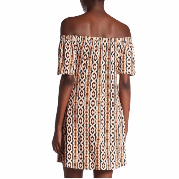 Abound Orange Multicolor Off-the-Shoulder Printed Knit Dress - Picture 2 of 4